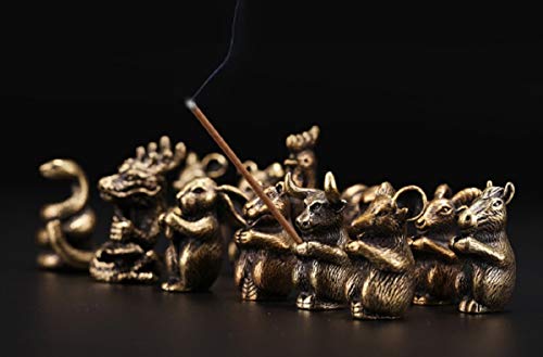 Dmtse Brass Mini Antique Rabbit Statue Incense Holder Burner Ornaments Meditation Serene Statue Figurine Collectible #TOP4
