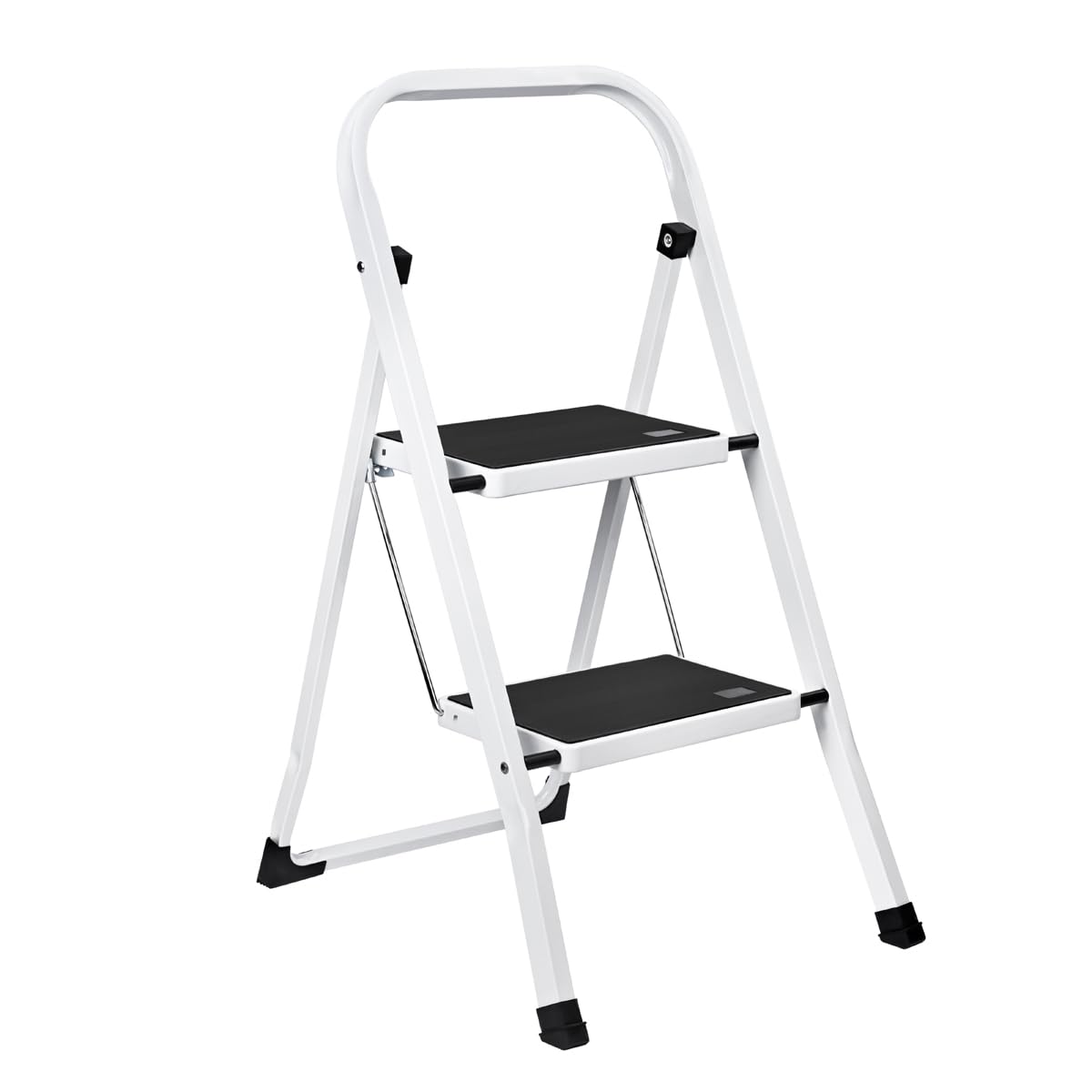 Escalera Plegable de 2 peldaños con Estructura de Acero | Taburete Multifuncional con Superficie Antideslizante y Base Estable | Ligera, portátil y Segura para hogar, Oficina y tareas domésticas