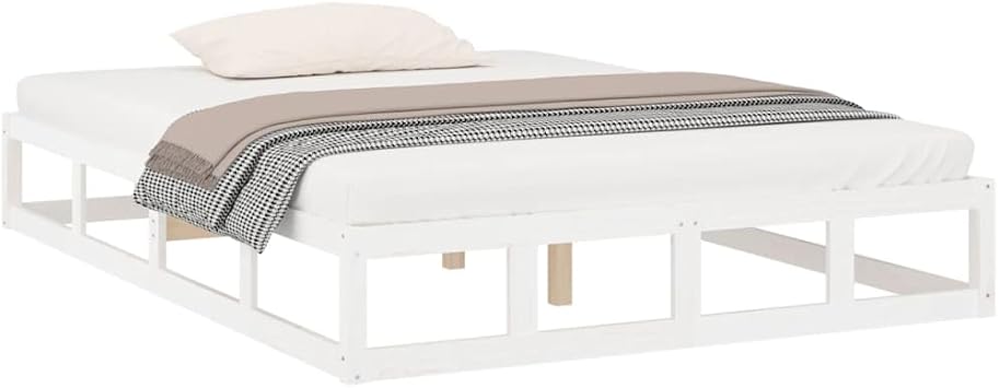 vidaXL Bed Frame without Mattress White 180x200 cm Super King Solid Wood