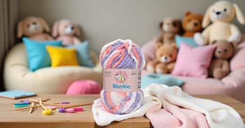 Image of Ganga Knitting Yarn Thick Chunky Wool, Blankie Baby Purple 200 gm Best Used with Needles, Crochet Needles Wool Yarn for Knitting, with Needle. by Ganga Z