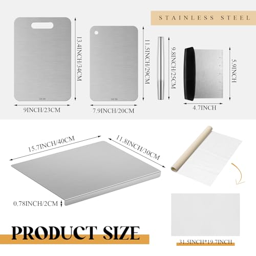 Conjunto de 6 piezas de tablas de cortar de acero inoxidable Patelai con mango integrado y accesorios de cocina miniatura 2