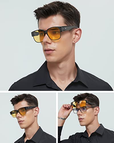 BIRCEN Night Vision Glasses for Driving - Fit Over Glasses Anti Glare Wear Over Glasses for Men and Women3