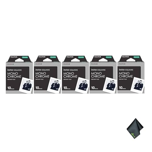 Película Instantánea Fujifilm Instax Square en Blanco y Negro, 50 Exposiciones (Pack de 6), para Cámaras Instax Square, incluye Paño de Limpieza miniatura 1