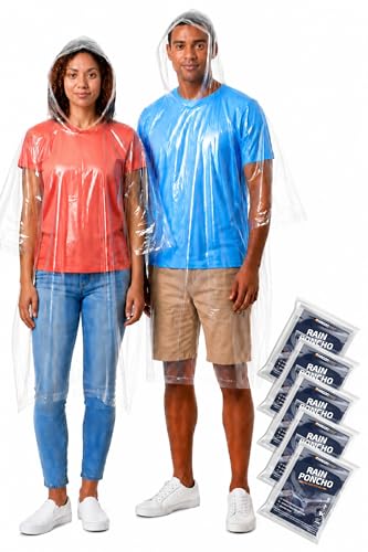 Hagon PRO Disposable Rain Ponchos for Adults (5 Pack)