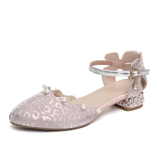 AOQUNFS Girls Dress Shoes Latin Ballroom Dance Shoes Mary Jane Low Heels Wedding Party Sandals,DS-2067