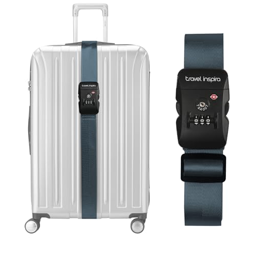 travel inspira Sangle Valise TSA, Sangle Valise Voyage avec Code, Sangles pour Valises 20-32 Pouces, Réglable 103-200 cm, Accessoires de Voyage, Cadeau...