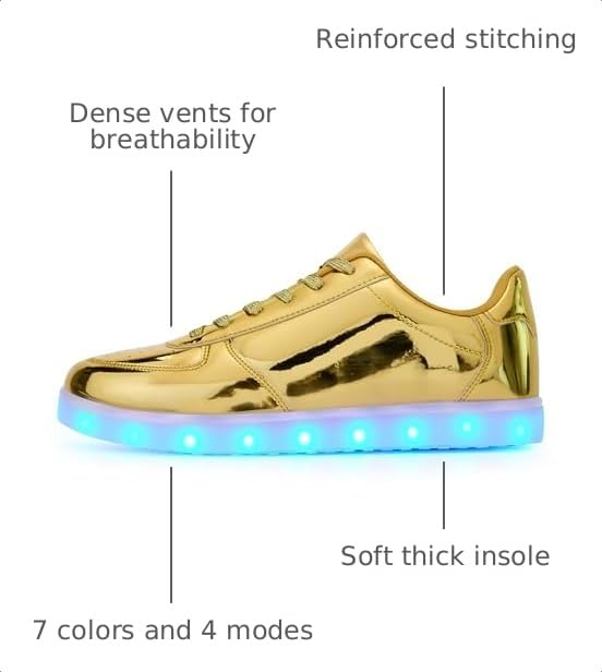 Image of Unisex LED Shoes - Fashion Light Up Sneakers, Breathable USB Charging Glowing Luminous LED Shoes for Men Women