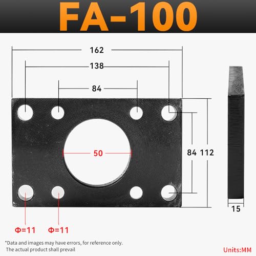 Image of SC Cylinder FA-100 Accessories Square Flange Plate Cylinder Diameter Universal Fitting mounting Plate Fixing Frame with 4 Screws