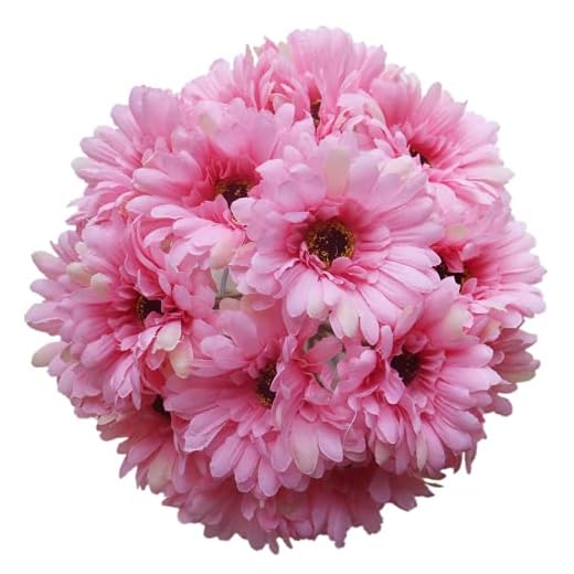 15 flores de margaritas de seda artificiales, flores falsas de gerbera, ramo de boda para el hogar, boda, fiesta, bricolaje, centro de mesa, decoración (rosa)