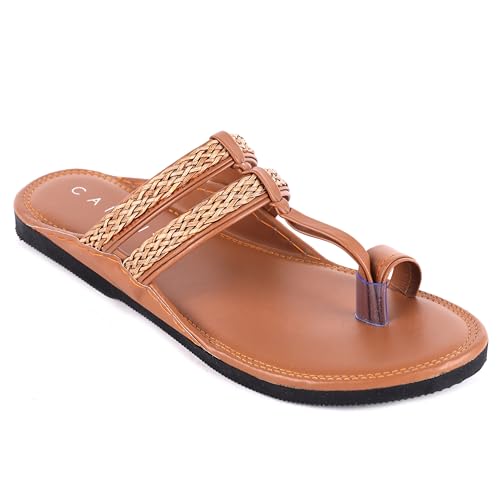 Image of CANVI Stylish | Fancy | Comfortable Kolhapuri Chappal Sandal Slipper for Men Stylish Faux Leather Men's Kolhapuri Slippers Sandals for Men Stylish & Comfortable