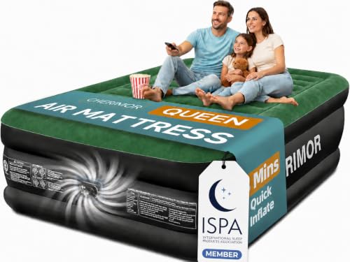 CHERIMOR Queen Air Mattress with Built-in Pump, 18' Raised Comfort, 800lbs Heavy-Duty Support...