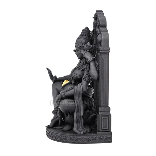 Image of MurtiHome Lakshmi Devi Murti, The Goddess of Fortune Mahalaxmi Idol | 10.32 cm Tall Small Black Color Figure Made From UV Resin, Crafted by 3D Printer for Car Dashboard, Home, Office, Gift