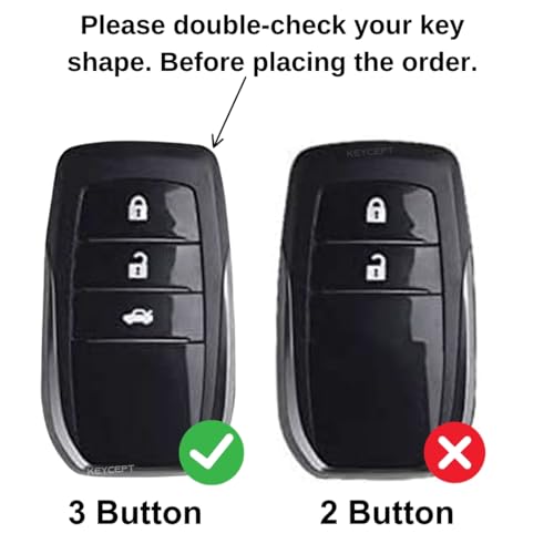 Image of KEYCEPT Metal Key Cover for 3 Button Toyota Innova Hycross | Fortuner | Hilux | Innova Crysta | Fortuner Legender | Land Cruiser | Suzuki Invicto Smart Key (Dual Black & Tan)