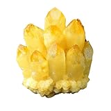 IUYIXWFP Lab Phantom - Racimo de Cristal de Cuarzo con Soporte de Madera, espécimen Mineral curativo VUG, decoración de Acuario para el hogar y la Oficina (Amarillo),200g