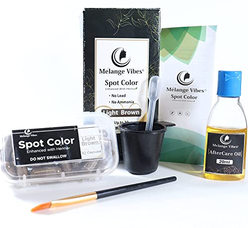 Melange Vibes- Eyebrow Henna Pack for Spot Coloring professional Eyebrow Tinting Kit for Root Touch Up with Excellent Color- Easy to Use Henna for Eyebrows – (Light Brown)