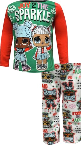 Komar Kids Girls LOL Surprise Joy to the Sparkle Christmas Fleece Pajama