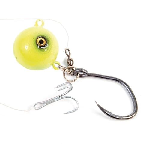 Fladen Deadbait Halibut Rig, System für Tote Köderfische, Vier Farben, Gewichte 300g, 400g und 500g, Drilling 3/0 / 4/0, Einzelhaken 12/0 (Luminous, 400g)