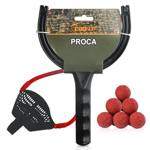 Realure Fishing Catapult for Bait Carp Fishing Slingshot Catapult Fishing Carp Accessories Heavy Fishing Catapult for Bait Pull Particle Boilie Pellets Corn Carp Match Tackle (Red String)