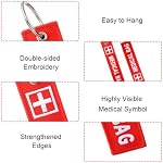 4PCS Medical Alert Bag Tag Double-Sided Medical Equipment Red Keychains Label Reusable Durable Luggage ID Tags for Backpacks Purse Travel