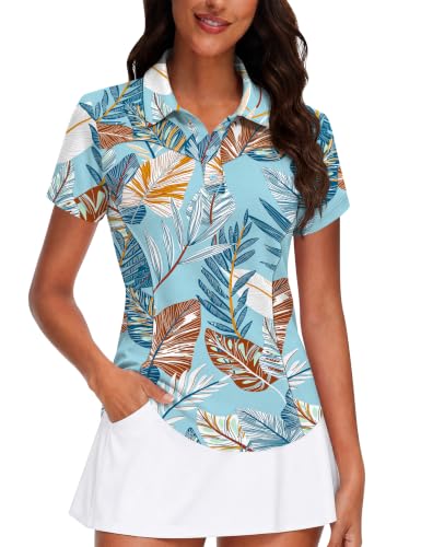 Image of TFSDOD Womens Golf Polo Shirts Collared Short Sleeve T Shirt Lightweight Moisture Wicking Polo Casual 3 Buttons Outfits