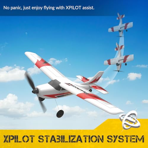 Image of volantexrc RC Plane, 3 Channel Remote Control Plane for Beginners & Adults | Trainer RC Airplane, Prop Saver, 6-Axis Gyro Stabilizer, 3 Modes, RTF, Hobby RC Aircraft, 400mm, Red