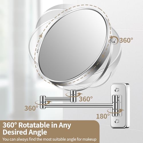 9-Large-Wall-Mounted-Makeup-Mirror-1X7X-Double-Side-Bathroom-Magnifying-Mirror-360-Swivel-Vanity-Mirror-Extendable-Shaving-Wall-Mount-Cosmetic-Mirror-for-Men-and-Women-Chrome