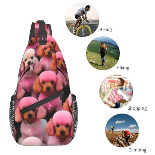 Morrales sling estampado perros rosa para viaje y senderismo miniatura 6
