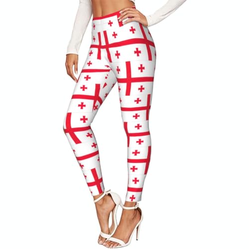 Leggings con estampado de bandera de Georgia y ropa de gimnasio de compresión suave para mujer
