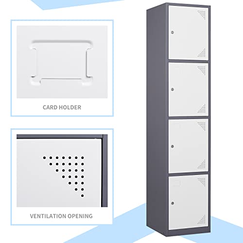 Metal Storage Lockers, 4 Door Large Locker For Employees, School, Gym, Home Office Storage Cabinet With Keys #TOP6