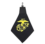EGA Marine Corps Eagle Globe Anchor Triangle Golf Towel with Pleather & Swivel Hook Father's Day Club Ball Tee Golfing Gift Birthday Variety Colors Towels Vinyl