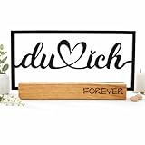 Deko-Schriftzug „du ich – FOREVER“ aus Holzdekor mit Eichensockel | moderne Tischdeko | romantisches Wohnaccessoire | Geschenk für Paare, Hochzeit, Jahrestag, Valentinstag