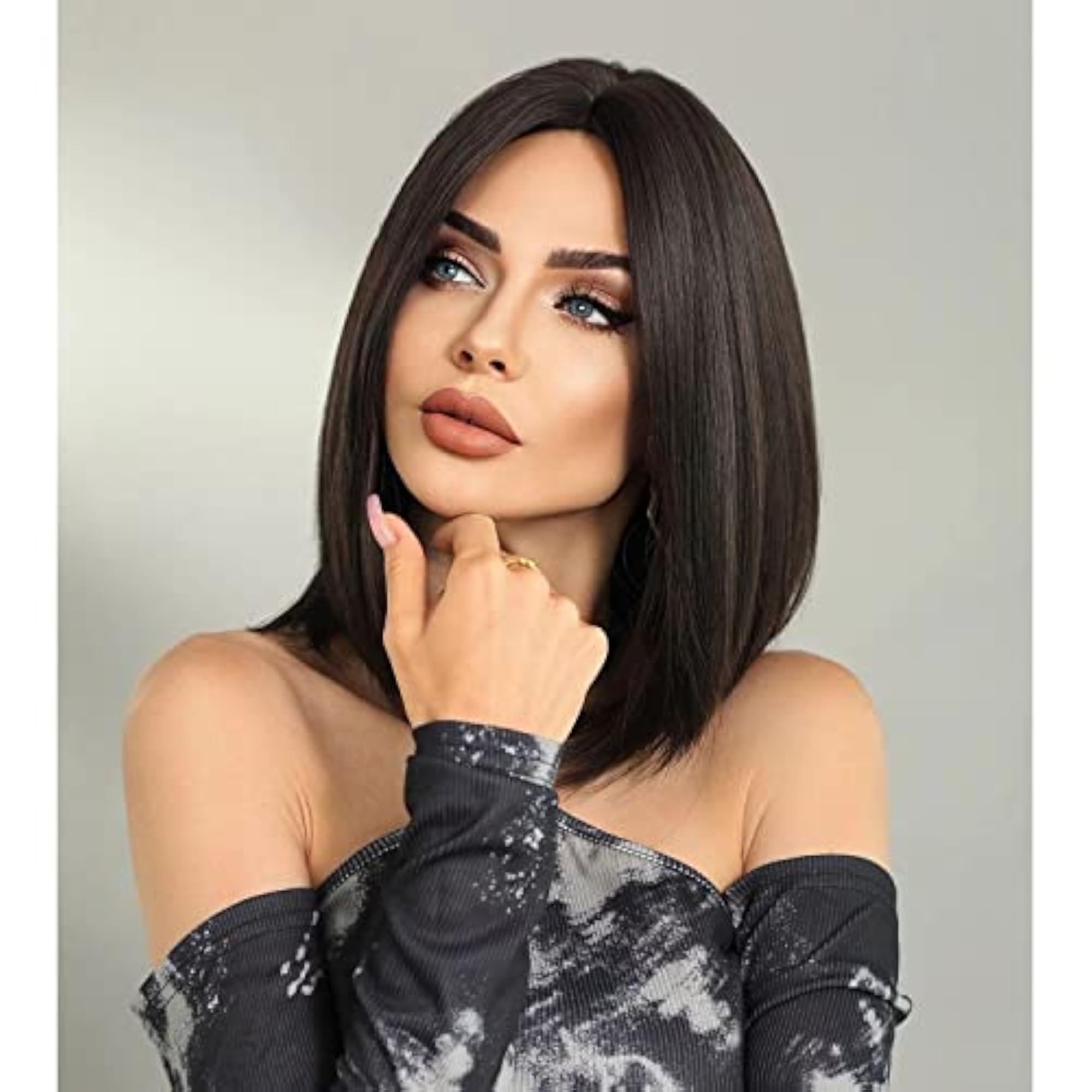 14 Inch Short Straight Synthetic Natural Brown Bob Wig