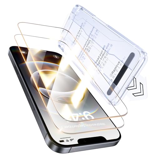【超簡単】iPhone 16e 用 ガラスフィルム いphone14/13/13 Pro用 フィルム 全面保護 保護フィルム 自動貼り付けガイド枠 ズ防止 高硬度 高透過率 撥水撥油 指紋防止 業界初の6重強化 2枚入り