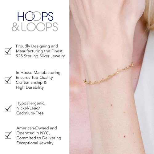 Hoops & Loops 925 Sterling Silver Heart Loop Link Chain Tennis Bracelet for Women Teen Girls, Silver, Yellow Gold, Rose Gold3