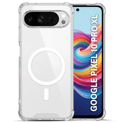 Image of TRUEUPGRADE Back Cover for Google Pixel 10 Pro XL| Mag-Safe Printed Transparent Case | Hard PC Back + Soft TPU Bumper | Magnetic Print Shockproof Protective Cover | Crystal Clear