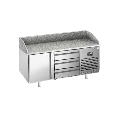 GGM Gastro | POI157T1S1313 | Mesa frigorífica para pizza Premium PLUS - 1490x700mm- con 1 puerta y 3 cajones