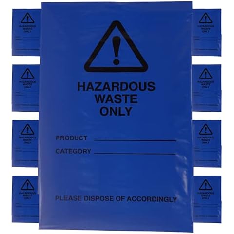 Hazardous Waste Bags - Blue - Pollution Control, Dangerous Waste Disposal, Clear and Easy to Identify, Hard Wearing, Domestic & Commercial Use, High Strength, Quality Sack (10) Cover