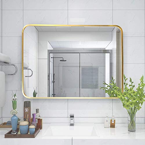 Miroir maquillage rectangle métal doré avec finition haut de gamme - 4