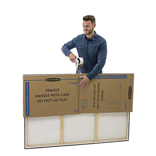 Image of Bankers Box SmoothMove Moving Boxes for Pictures and Mirrors Adjustable, 40 x 60 x 4 Inches, 3 Pack (7711401) | Protect TVs, mirrors, and framed art with rigid moving boxes sized for flat, fragile items.