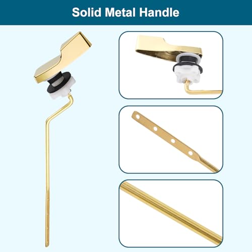 Image of Universal Side Mount Metal Toilet Handle Replacement Kit Compatible with American Standard /Mansfield /Gerber /TOTO /Kohler Toilet, Toilet Tank Flusher Lever with Flapper Chain, Shiny Gold | Compatible with American Standard /Mansfield /Gerber /TOTO /Kohler Toilet, Toilet Tank Flusher Lever with Flapper Chain