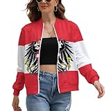 KAOEOSI Austrian Coat of Arms Eagle Flag Women's Zipper Jacket Long Sleeve Sweatshirts Lightweight Outerwear with Pocket M
