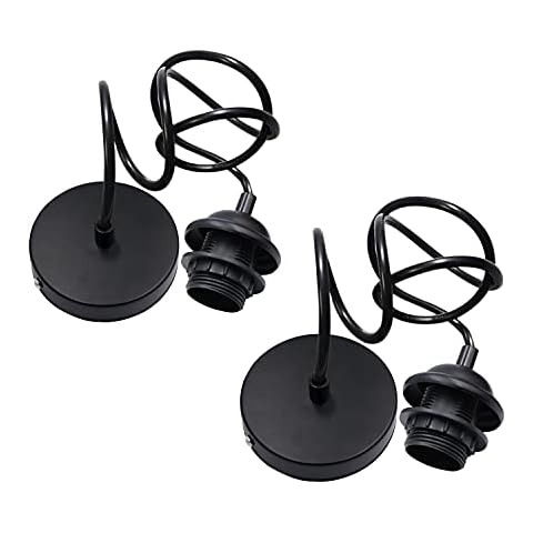2PCS Ceiling Pendant Light Fitting, Pendant Light E26 E27 Ceiling Fitting,Vintage Pendant Light Fitting with 140CM Cable, Black Pendant Fitting Lamp Fitting, Hanging Light That Can Add Lampshades Cover