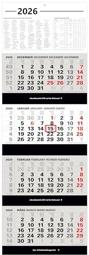 Kombi 4-Monatskalender 2027 großer Wandkalender vier Monate Bürokalender mit Schieber OFFICE