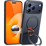 TORRAS iPhone 17 Pro 用 ケース【多機能一体・360°新定点回転スタンド】 Magsafe対応 カメラコントロールボタン 高耐久性 耐衝撃 ゼンマイ式スタンド リング 縦横両対応 マグネット搭載 急速充電対応 指紋防止「Ostand Q3 Spin」 ブラック