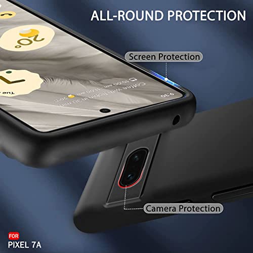 Image of TheGiftKart Sleek Back Cover Case for Google Pixel 7A | Slim Fit Protective Design | Ultra Matte Finish | Camera Protection Bump | Soft Silicon Case Cover for Pixel 7A (Silicone, Black)