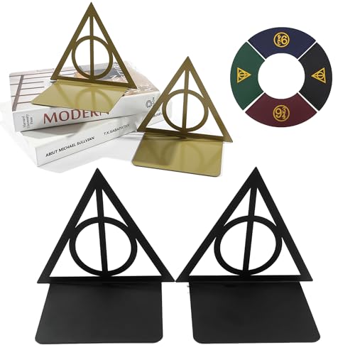 Magic Death Metal Bookend Heavy Duty Decorative Book Ends for Anime Fans Shelf Desk Organizer Accessories (Two-Tone Bookend)