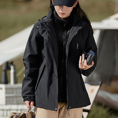 Generic Women 3 In 1 Winter Ski Jacket Warm Fleece Inner Jacket Waterproof Windbreaker Snow Coat Jacket With Detachable Hood2