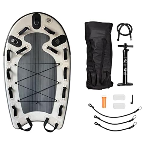 Vinfgoes Inflatable Bodyboard Water Rescue Sled Inflatable Floating Mat Inflatable Jet Ski Sled Board for Professional Emergency Rescue by Lifeguards, Fire & Rescue, Big Wave Surfing (Grey) Cover