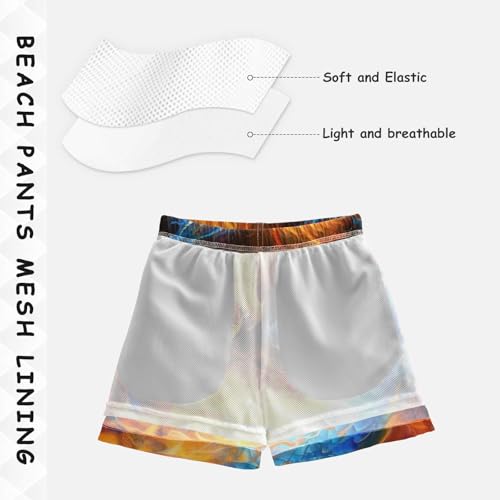 Pigsaly Boys Swim Trunks Orange Blue Fire Dragon Boys Board Shorts Swimsuit Swimwear Summer Bathing Suit 3T4