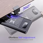 Klearlook Upgraded Adjustable Keyboard Tray for Above Desk & Under Desk Use - Ergonomic Sit-Stand Keyboard Riser with 360° Rotation, 24.4"×10" Keyboard Stand with Wrist Rest & Storage Drawer - Black